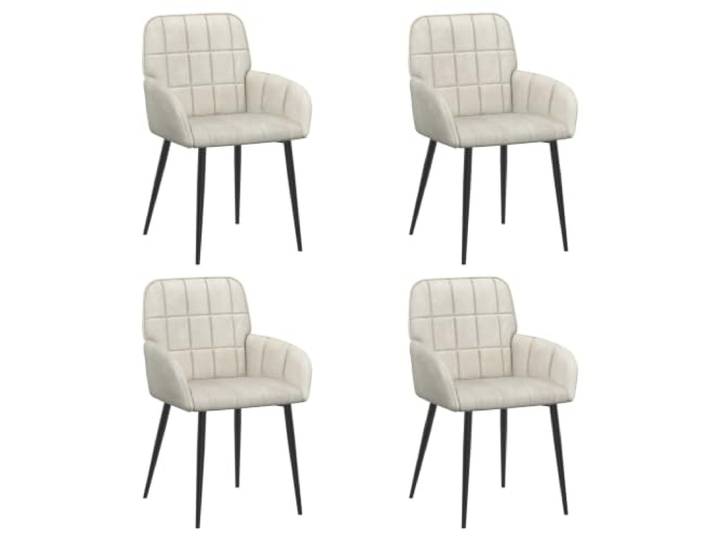 Tmriohed 4er Set Esszimmerstühle Samt Creme Polsterstuhl Metallbeine Ergonomische Polstersessel mit leicht geneigter Rückenlehne und Armlehnen für hohen Komfort in Küche oder Essbereich.