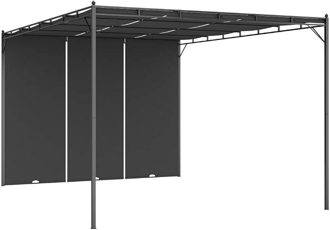 Gartenpavillon mit Seitenvorhang 4x3x2,25 m Anthrazit, pulverbeschichteter Stahl, wetterfestes Partyzelt, Sonnenschutz Baldachin für Outdoor, Terrasse, Camping, Grillen und Festival