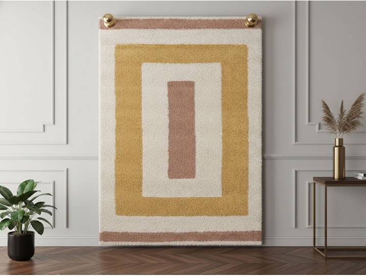 Tapis poils longs LOAN motif graphique