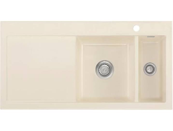 Flächenbündige Spüle MERA 100 F in MAGNOLIE Becken rechts - Handbetätigung