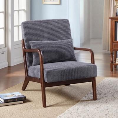 Mid Century Living Room Accent Chair, Vintage Style Lounge Armchair with Ergonomic Rubberwood Frame