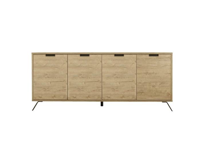Buffet 4 portes aspect bois pieds métal gris foncé