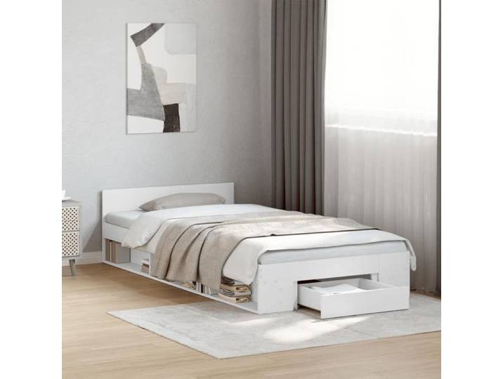 &Mode Cadre de lit 1 PERSONNE - BEWI - Structure de lit Adulte/enfant - avec tiroir sans matelas - blanc 90x190cm 305731