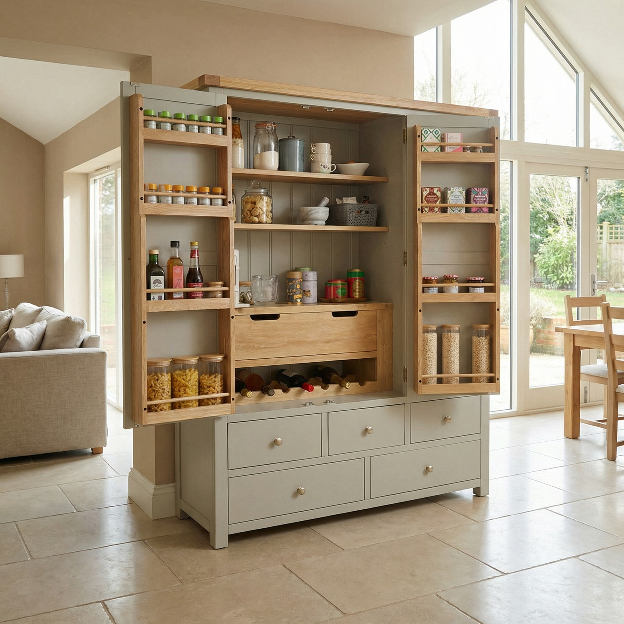 Burford Triple Larder Unit in Pebble Grey