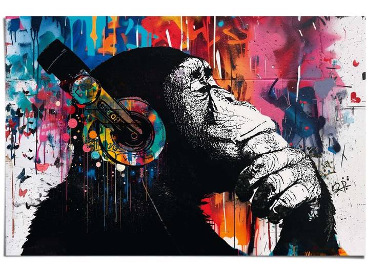 Poster Graffiti chimp - 61 x 91\,5 - Papier - REINDERS