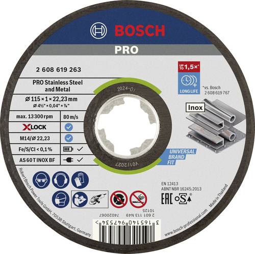 Bosch Accessories 2608619263 Trennscheibe gerade 115mm INOX, Metall