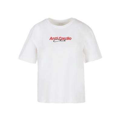 T-Shirt MISS TEE "Miss Tee Anti Cardio Club Tee", Damen, Gr. XS, weiß, 100% Baumwolle, bedruckt, oversize, Rundhals, Shirts T-Shirt