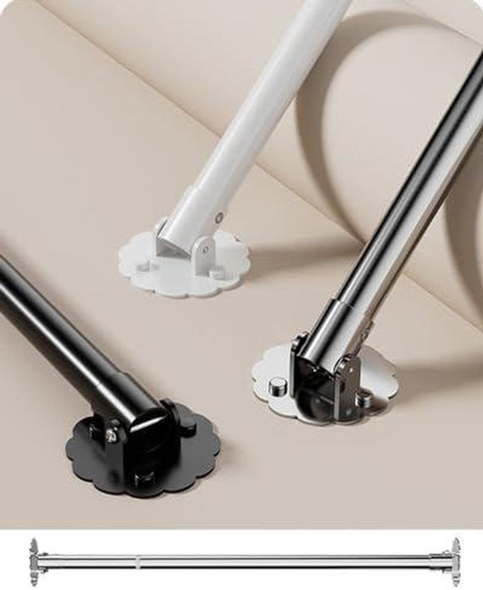 Verstelbare Garderobe Rail met Hoekkop in Zilver, 100-155 cm