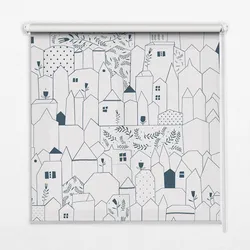 INNENROLLO - Fensterrollo - Rollo - 80x180 cm - Gezeichnete Häuser
