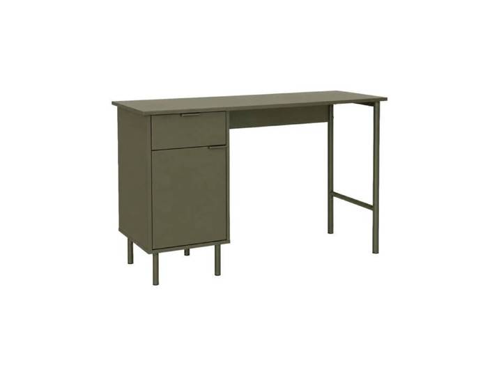 Bureau décor bois et métal 1 tiroir 1 porte kaki - Ellie