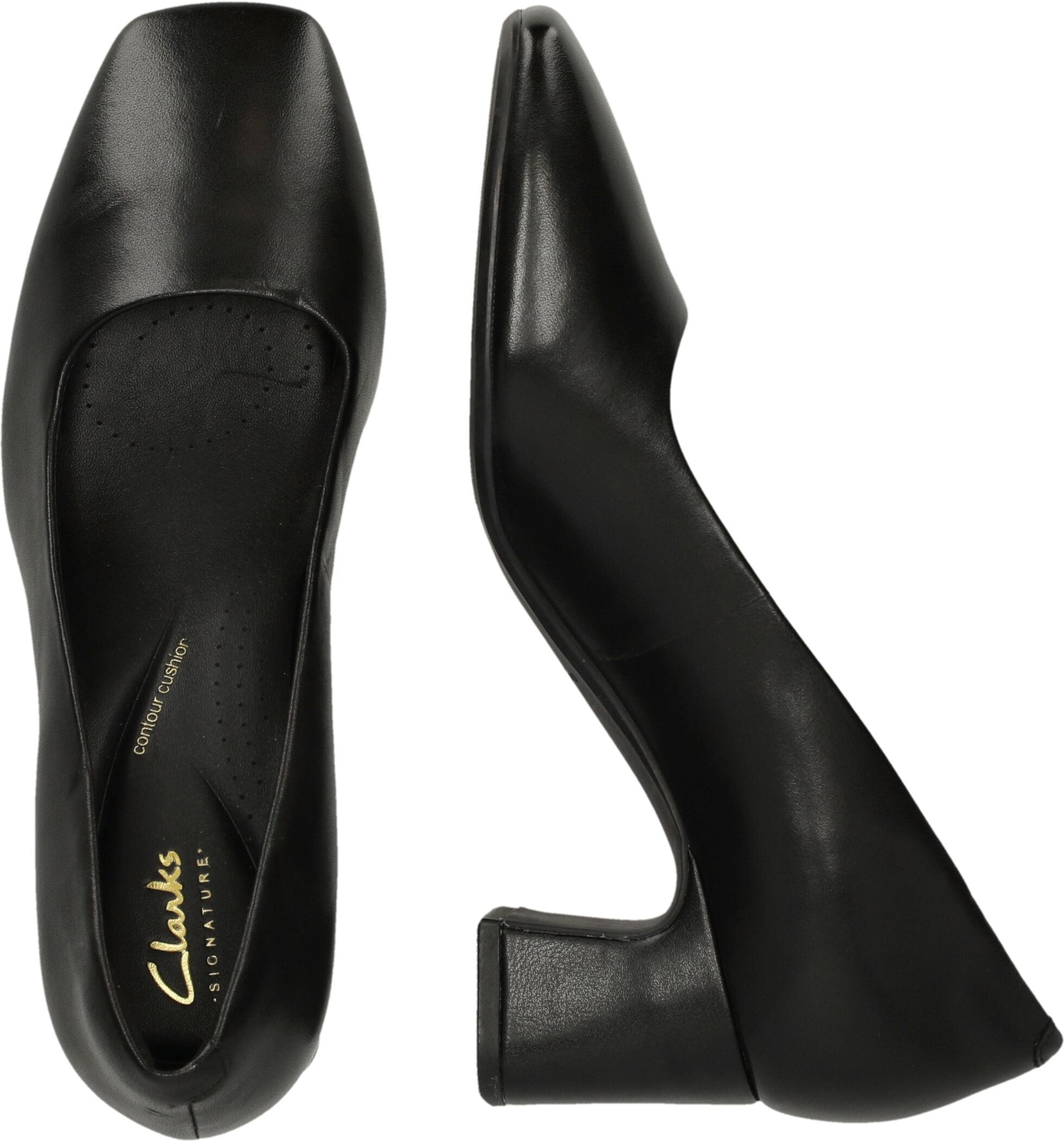 Pumps CLARKS "Fernie Court", Damen, Gr. 37, schwarz, Leder, Schuhe Pumps, mit charakteristischen Contour Cushion-Fußbett