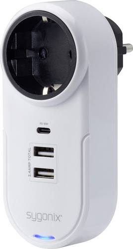 Sygonix TY1825 USB Ladegerät 18W 2x USB-A, 1x USB-C, Schutzkontakt-Steckdose Weiß Innenbereich