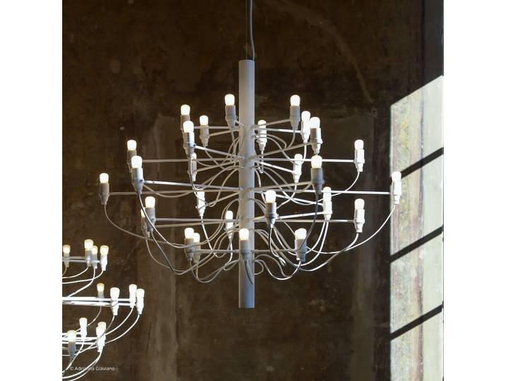 2097/30 C Pendelleuchte w/Frosted Bulbs Matte White - Flos - Wohnzimmer - Design - Metall - Mehrflammig