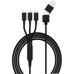 smrter Ladekabel Hydra Ultra 5in1, schwarz, 1,2m, USB-C auf USB-A & USB-C & Micro-USB & Lightning