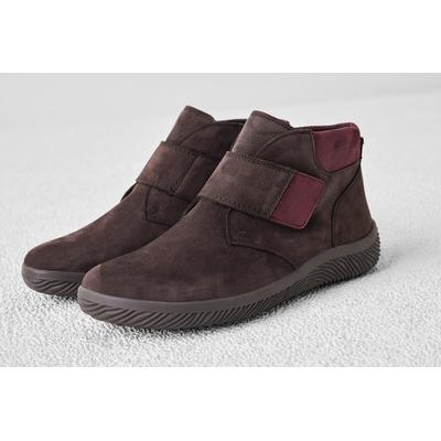 Stiefelette WALDLÄUFER "K-Roya", Damen, Gr. 6,5 (40), dunkelbraun, bordeaux, Nubukleder, Veloursleder, Schuhe Stiefelette, Komfortschuh, Klettboots in K-Weite für den kräftigen Fuß