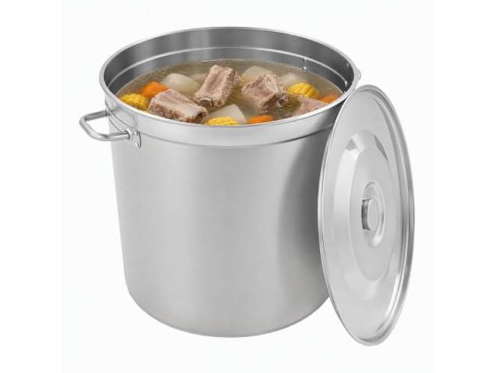 50/70/90L Edelstahl Kochtöpfe Suppentopf Silber Edelstahl Suppentopf mit Deckel Großer Camping-Kochtopf Es eignet sich zum Garen Braten und Warmhalten auf Gas- und Induktionskochfeldern usw (98L)