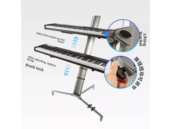 Support de clavier double à 2 niveaux en alliage d'aluminium Spider Pro pour clavier électronique et piano