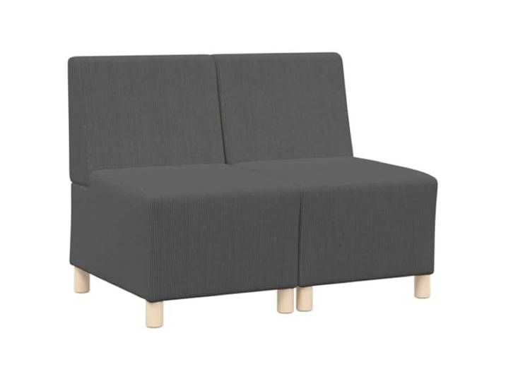 RJPLMFV Modulares Sofa ohne Armlehnen, 2-teilig, Dunkelgrau Velours, hochdichter Schaumstoff, schwarze Kunststofffüße, pflegeleicht