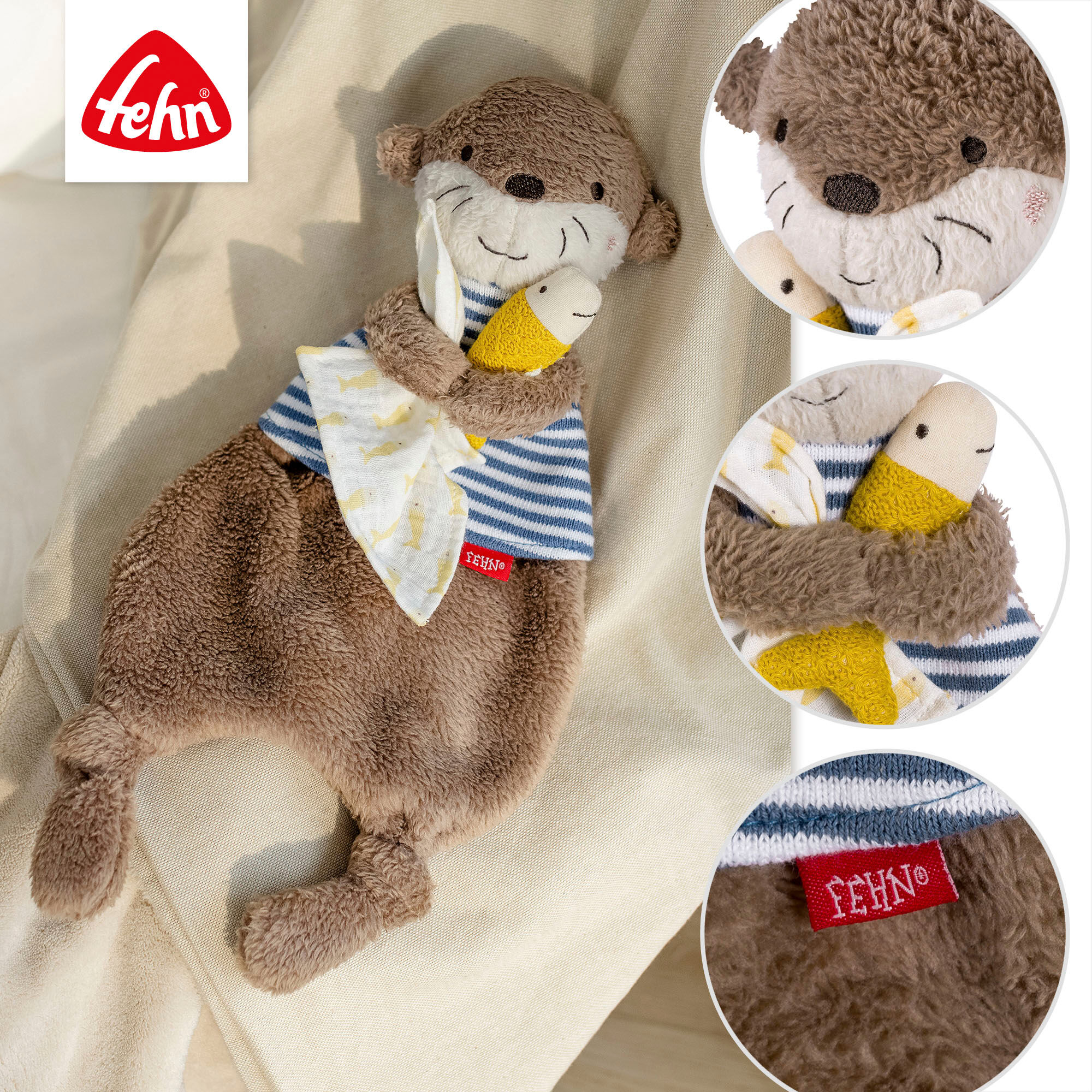 Schmusetuch FEHN "Otter Theo", Baby, braun, Musselin, Plüsch, Schnuffeltücher Schmusetuch braun Einheitsgröße