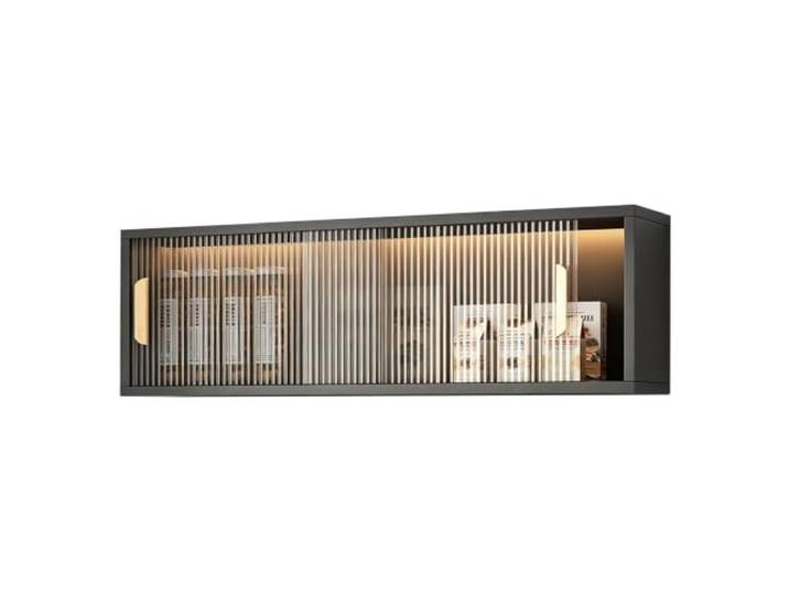WNGJZZYC Schwebende Wandschränke Mit Acryl‑Glastüren Waschraum‑Schrank Mit 2 Schiebetüren, Bauernhaus‑Schrank Für Wohnzimmer, Küche Und Restaurant(Black,120x22x30cm/47x7x12in)