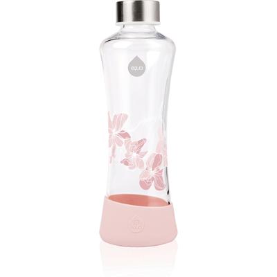 Trinkflasche EQUA "Urban Jungle - Magnolia", rosa (transparent, rosa), H:24cm, Borosilikatglas, Trinkflaschen, Trinkflasche, Borosilikatglas, 550 ml