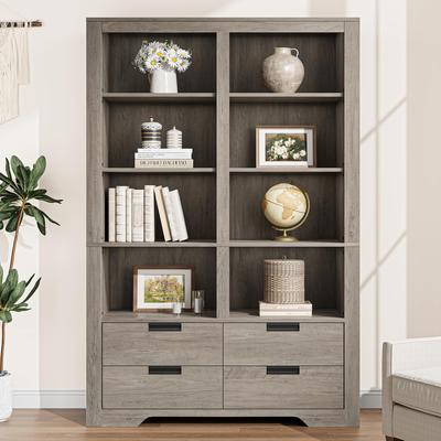 Garvee "72"" Bookcase with Storage, Bookshelf with 4 Drawers, Freestanding Display Storage for Bedroom, Home Office, Living Room"