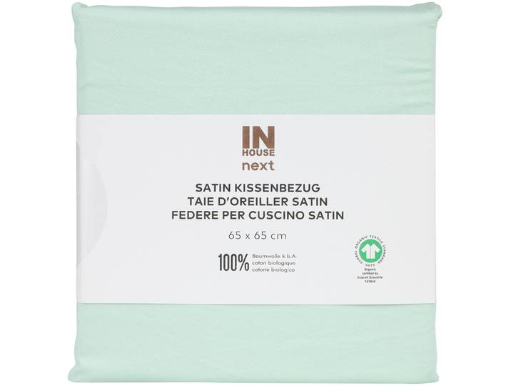 Inhouse Kissen Gots Satin Paspel 65x65 hellgrün