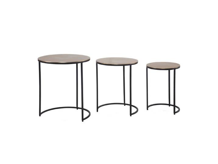 furnicato Beistelltisch Beistelltisch-Set 3er-Set 45x45x55cm Gold-Schwarz (1-St), Stapelbare Satztische mit höhenverstellbaren Kappen für Wohnzimmer