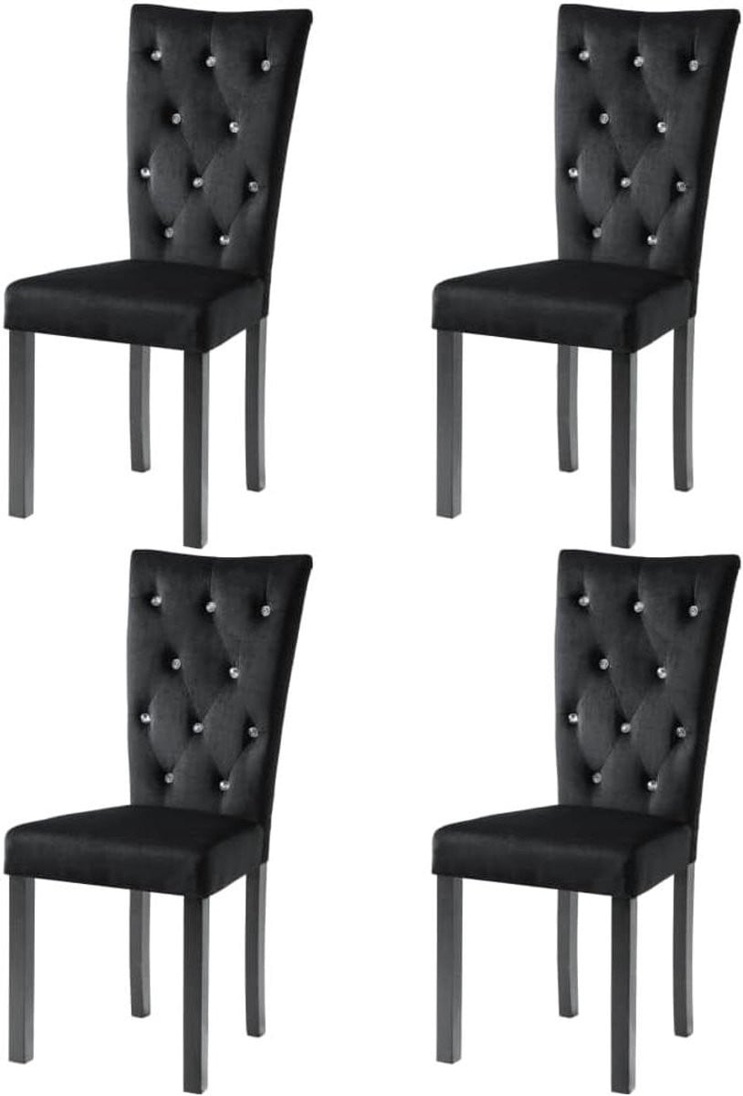 Zwarte Velvet Eetkamerstoelen met Kristallen Decoratie voor Woonkamer en Keuken