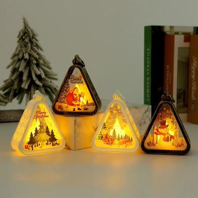 Uplift Picks Mini Christmas LED Lantern Holiday Table Decoration With Santa Or Snowman yellow D