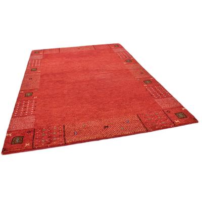 Wollteppich THEKO "Denver 1999, handgeknüpft", rot, B:90cm H:16mm L:160cm, Schurwolle, Teppiche, reine Wolle, Gabbeh Design, mit Bordüre, auch in rund, Wohnzimmer