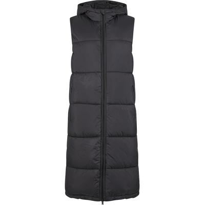 Steppweste URBAN CLASSICS "Urban Classics Ladies Long Hooded Puffer Vest", Damen, Gr. M, schwarz, 100% Polyester, Westen Steppweste