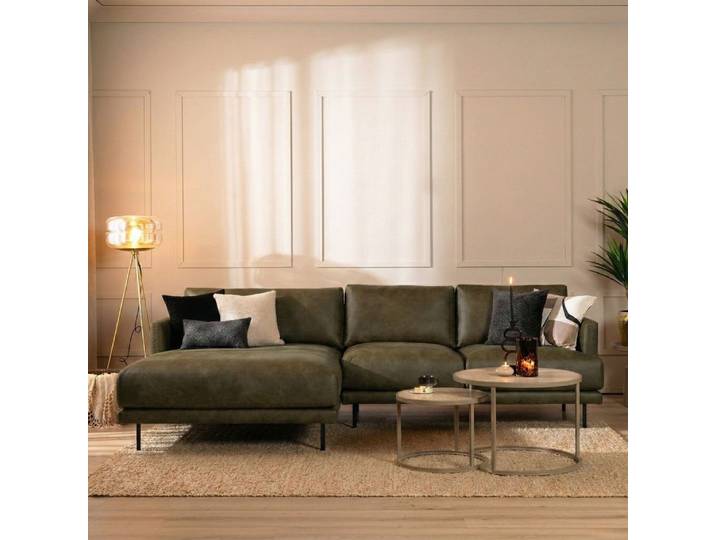 Bronx71 Ecksofa Denver Leder olivgrün links