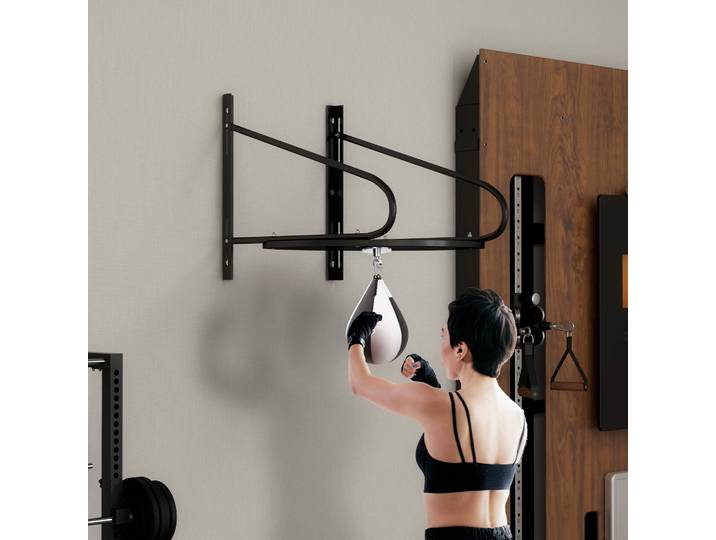 SPORTNOW Poire de Vitesse Boxe Pivotante Montage Mural Noir/Blanc
