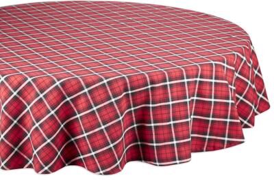DII Glad Tidings Plaid Tablecloth 70 Round