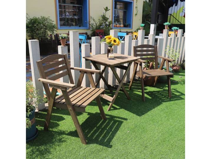 Table pliante d'extérieur en bois massif, table de pique-nique de loisirs portable, table et chaise de jardin de balcon en bois, meubles