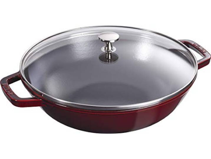 STAUB Wok 30 cm, Gusseisen, Induktionsgeeignet, grenadine-rot