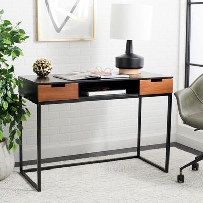 SAFAVIEH Vance 20-Inch Iron Shelf Desk, Black and Brown, Modern