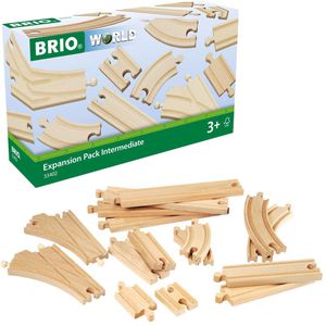 BRIO Spielzeugeisenbahn-Zubehör World 33402, mittleres Schienensortiment, Holz, 16-teilig