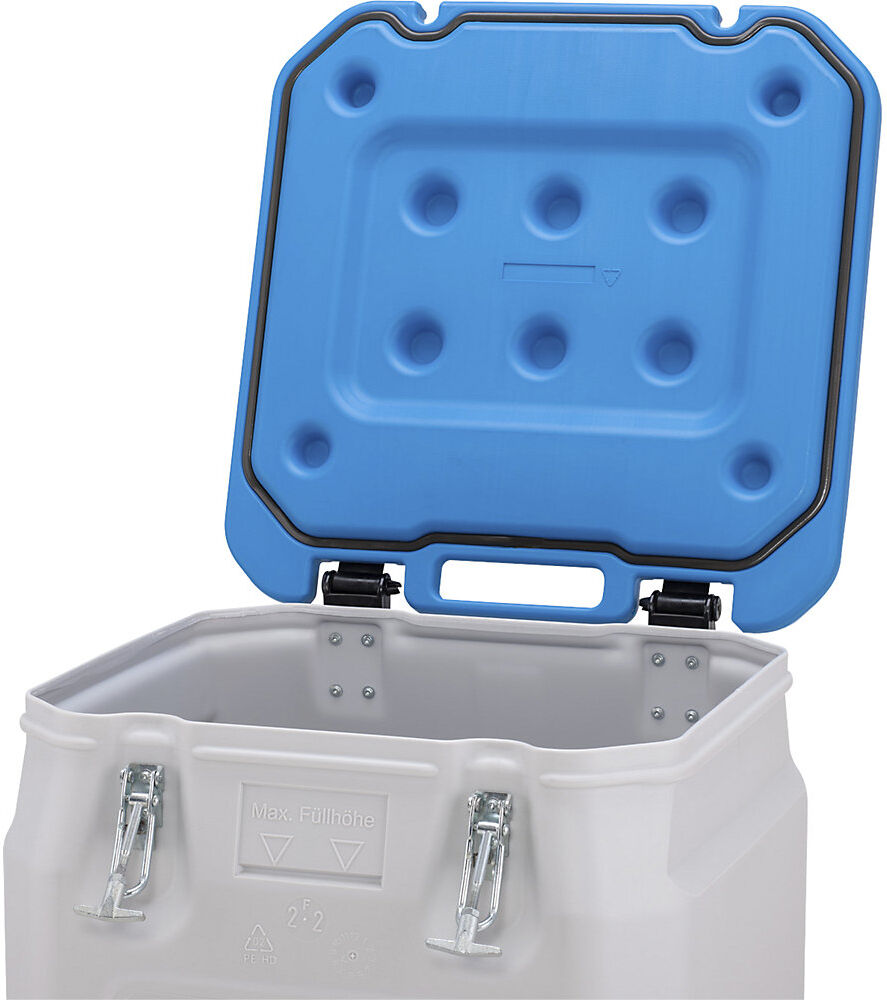 Gefahrstoff-Sammelbehälter Mobil-Box, Volumen 250 l, LxBxH 600 x 600 x 890 mm, blau CEMO