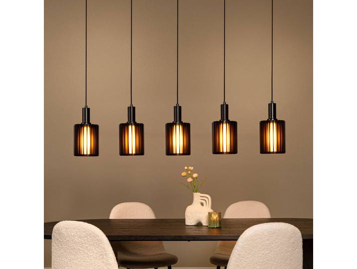 Lucide Glas Hängelampe Lambres, dimmbar, schwarz, für Wohn- / Esszimmer, Glas, Pendelleuchte