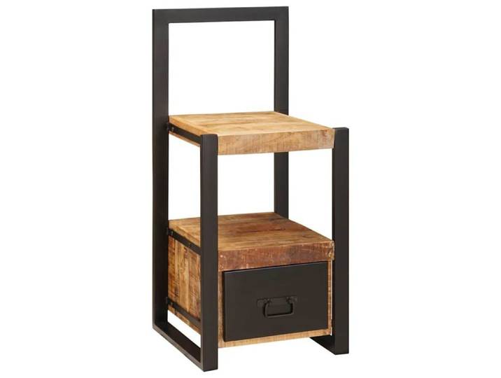 Porte-vêtements moderne - - Marron - 40x40x90 cm - Bois de mangue massif - 1 tiroir - 1 étagère - Montage au sol