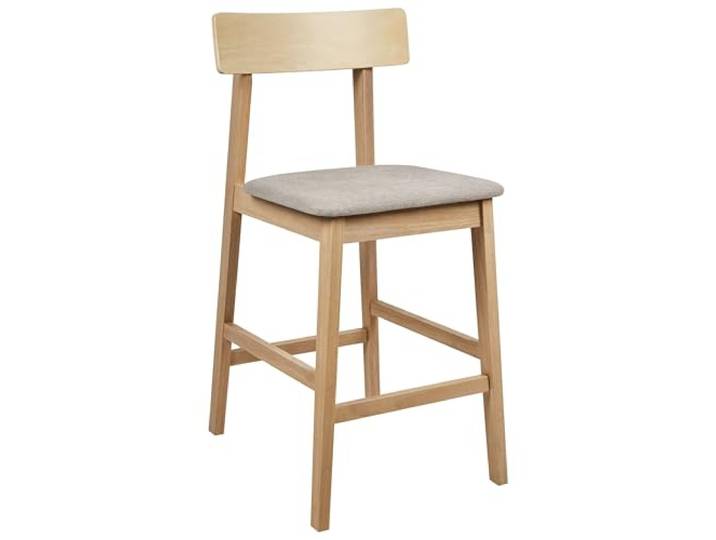 Beliani Barstuhl 2er Set Holz Hellbraun/Taupe mit Polster Fußstütze ohne Armlehnen Isanti