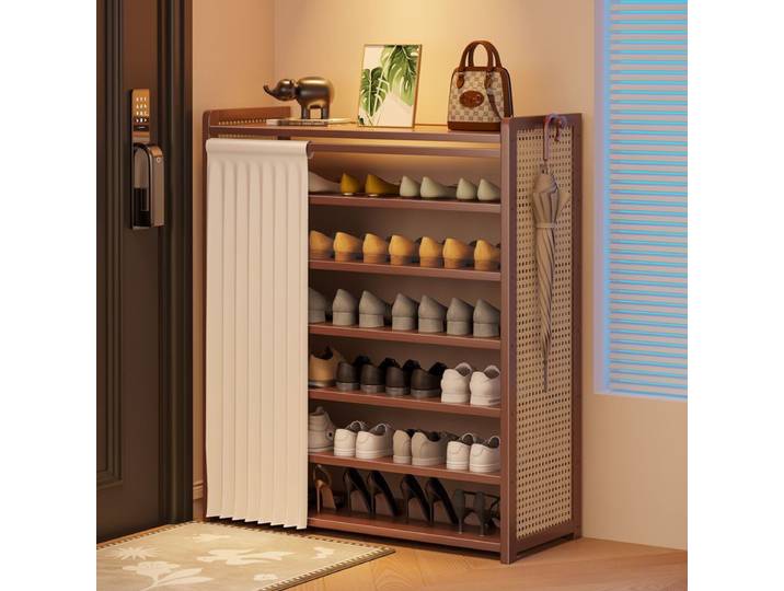 Étagère à chaussures, armoire intégrée à porte domestique, étagère de rangement, support de rangement mural anti-poussière, porte-parapluie de porte de couloir