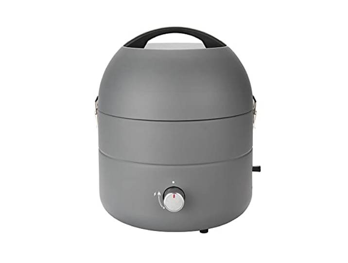 TAINO Tischgrill Kompakt-Grill Gasgrill Gas Tisch Edelstahl-Brenner BBQ Camping (Grill-to-Go Grau)