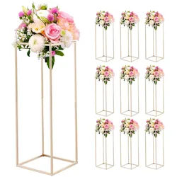 VEVOR Hochzeitsblumenständer 280x280x800 mm, 10 Stk. Blumenhocker mit verdeckter Schraube, rechteckiger Pflanzenhocker für Hochzeiten, Partys, Geburtstage, Zuhause, Tischdekorationsständer, Roségold
