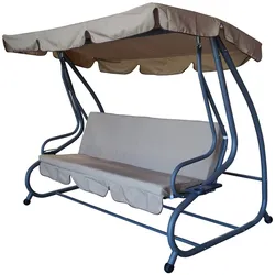 Hollywoodschaukel MIAMI 4-sitzer, grau / creme, Liegefunktion, incl. Abdeckhaube