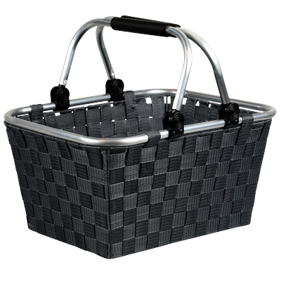 Einkaufskorb KESPER "Korb, schwarz-grau", grau (schwarz), B:40cm H:22cm T:31cm, Aluminium, Kunststoff, Einkaufskörbe, klappbare Griffe