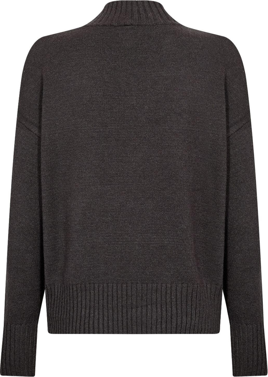 Strickpullover SOYACONCEPT "SC-KANITA 41", Damen, Gr. L, schwarz earth melange, Strick, Obermaterial: 50% Viskose, 27% Polyester, 23% Nylon, meliert, normal, hoch geschlossener Ausschnitt, Rippstrickbündchen, Pullover Strickpullover, Viskosemischung schwa
