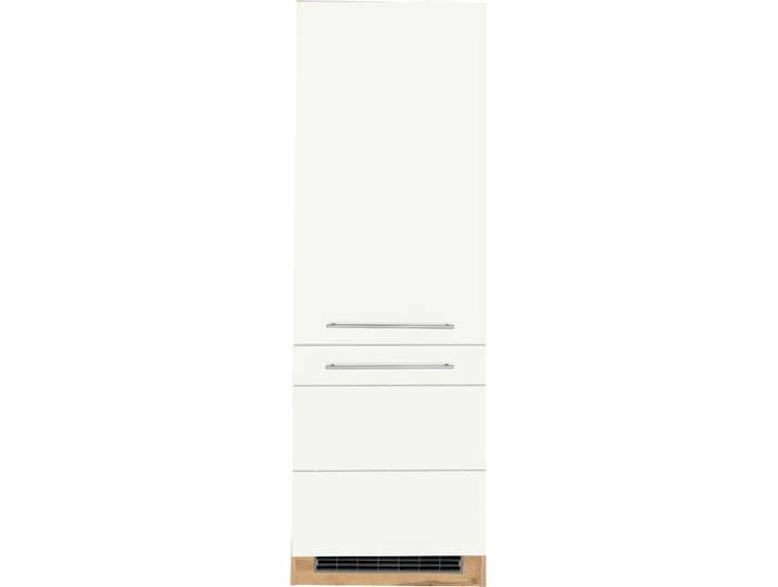 Kühlumbauschrank KOCHSTATION KS-Wien , weiss (weiß, wotaneiche), B:60cm H:200cm T:60cm, Holzwerkstoff, Schränke, Kühlumbauschrank, 60 cm breit, 200 cm hoch, geeignet für Einbau-Kühlgefrierkombination